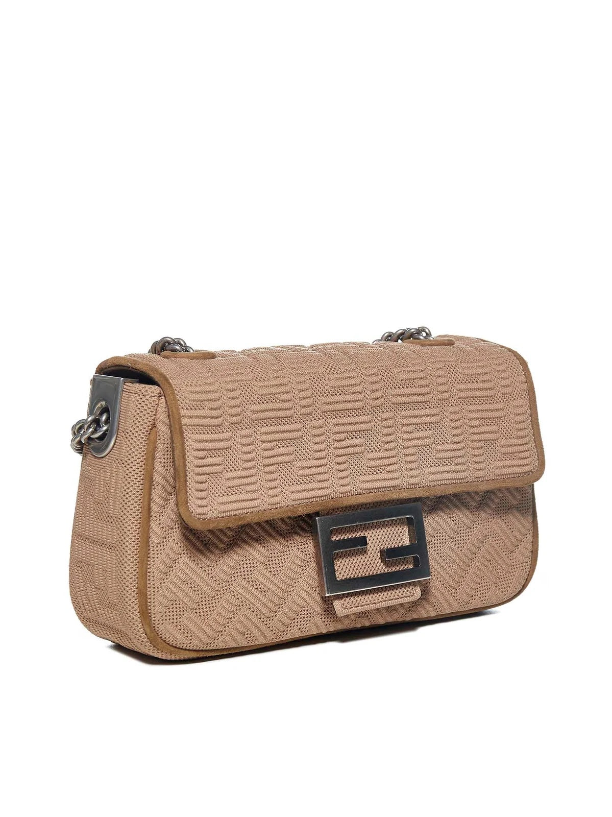 FENDI MIDI KNIT FF CHAIN BAGUETTE MEDIUM BAG
