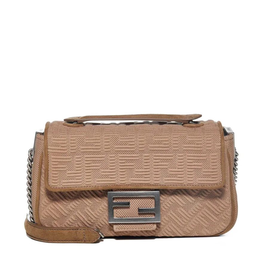 FENDI MIDI KNIT FF CHAIN BAGUETTE MEDIUM BAG | Studio Nafay