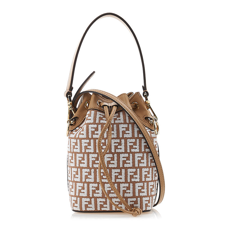 FENDI MINI MON TRESOR RAFFIA & LEATHER BUCKET BAG | Studio Nafay
