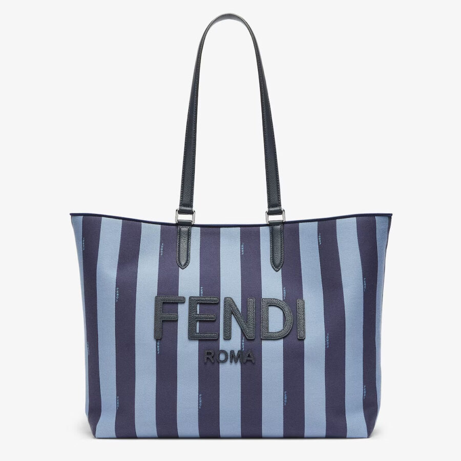 FENDI BLUE PEQUIN JACQUARD SIGNATURE SHOPPER TOTE BAG | Studio Nafay