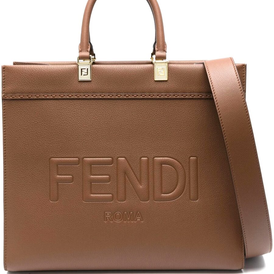 FENDI SUNSHINE CALFSKIN LEATHER MEDIUM SHOPPER TOTE BAG | Studio Nafay