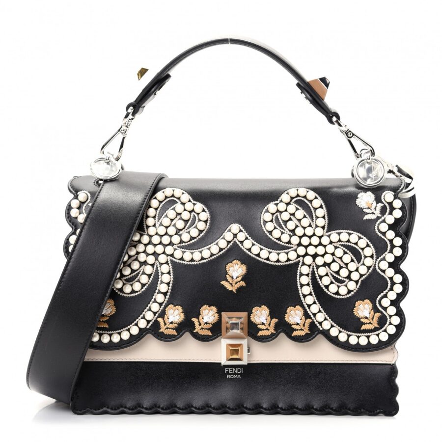 FENDI Camellia & Pearl Bow Kan I Flap Bag | Studio Nafay