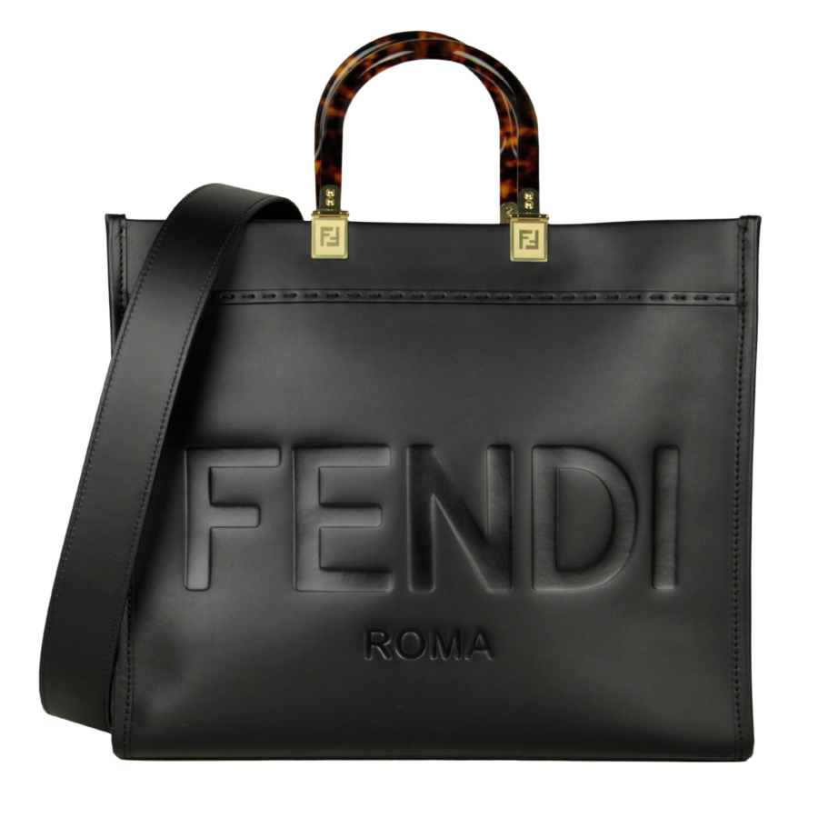 FENDI LEATHER SUNSHINE MEDIUM SHOPPER TOTE BAG | Studio Nafay