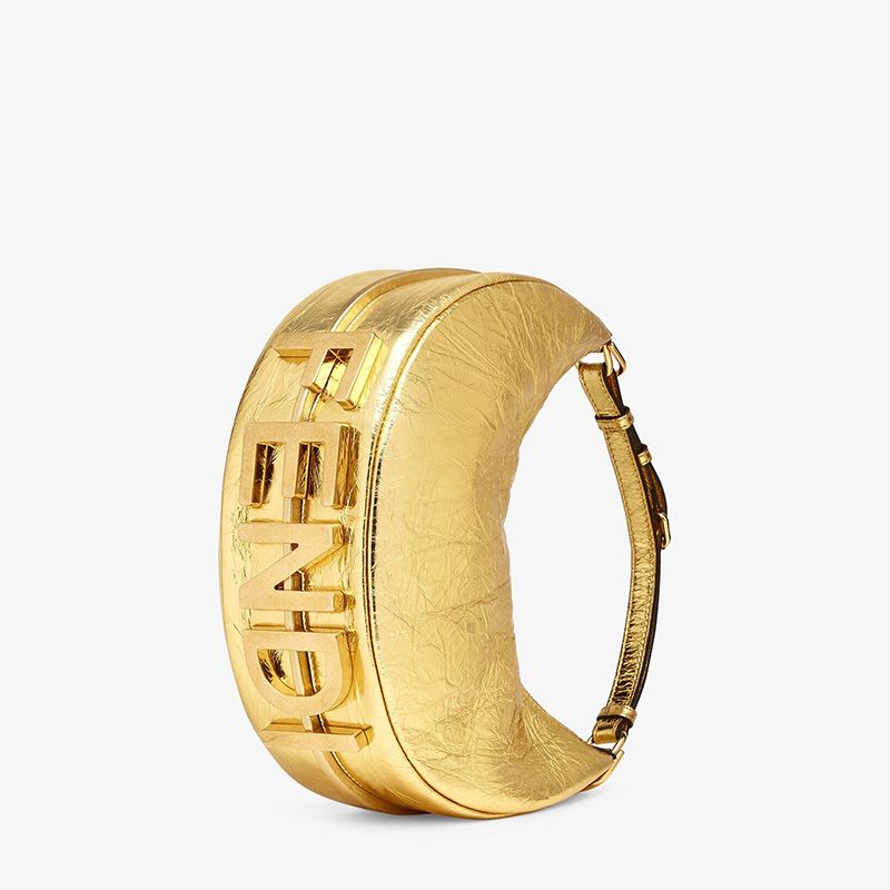 FENDI SMALL FENDIGRAPHY CALF GOLD HOBO BAG | Studio Nafay