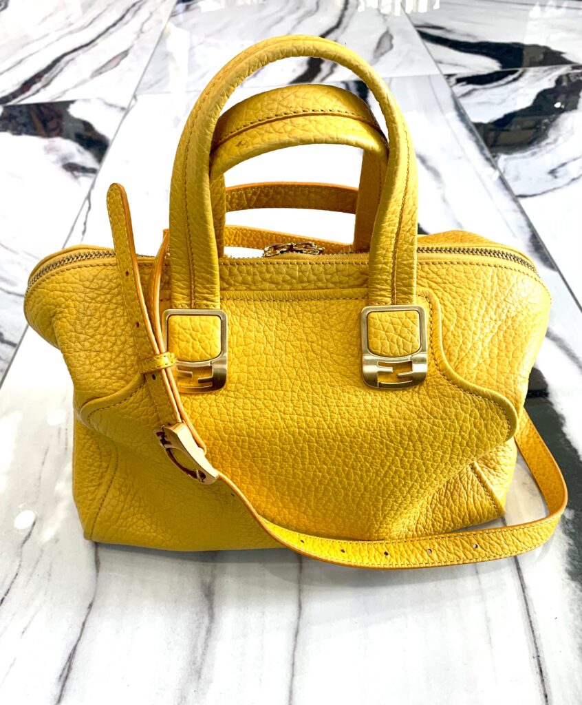 FENDI YELLOW PEBBLED CHAMELEON SATCHEL - Product Image 2