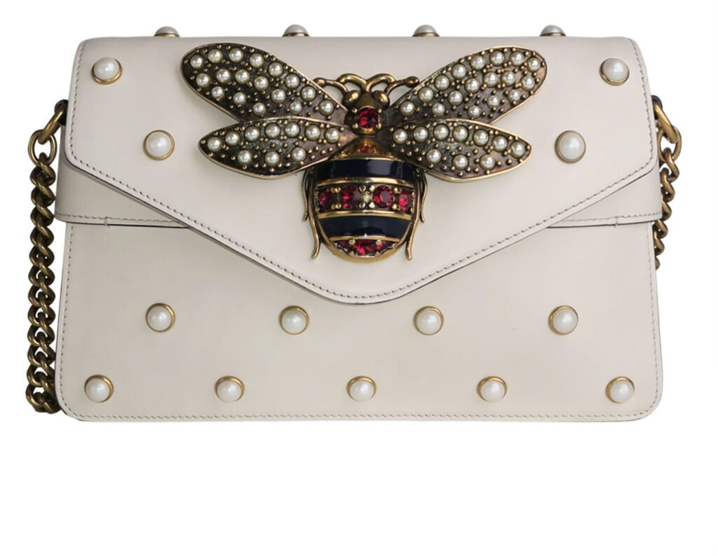 GUCCI NAPPA LEATHER STUDDED QUEEN MARGARET MINI BROADWAY BEE BAG/CLUTCH - Product Image 2