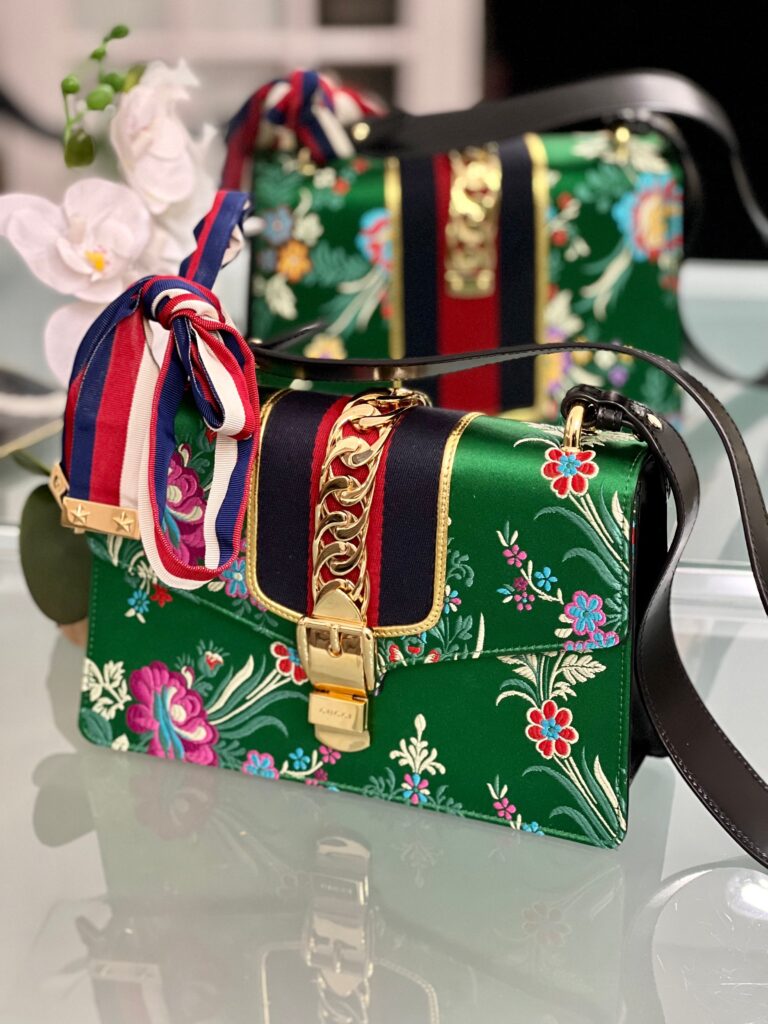 GUCCI GREEN FLORAL JACQUARD SMALL SYLVIE BAG-HS - Product Image 2