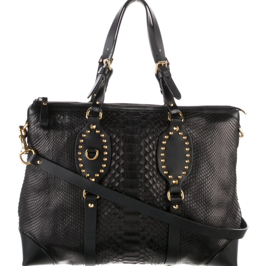 GUCCI PATTI STUDDED PYTHON TOTE BAG | Studio Nafay