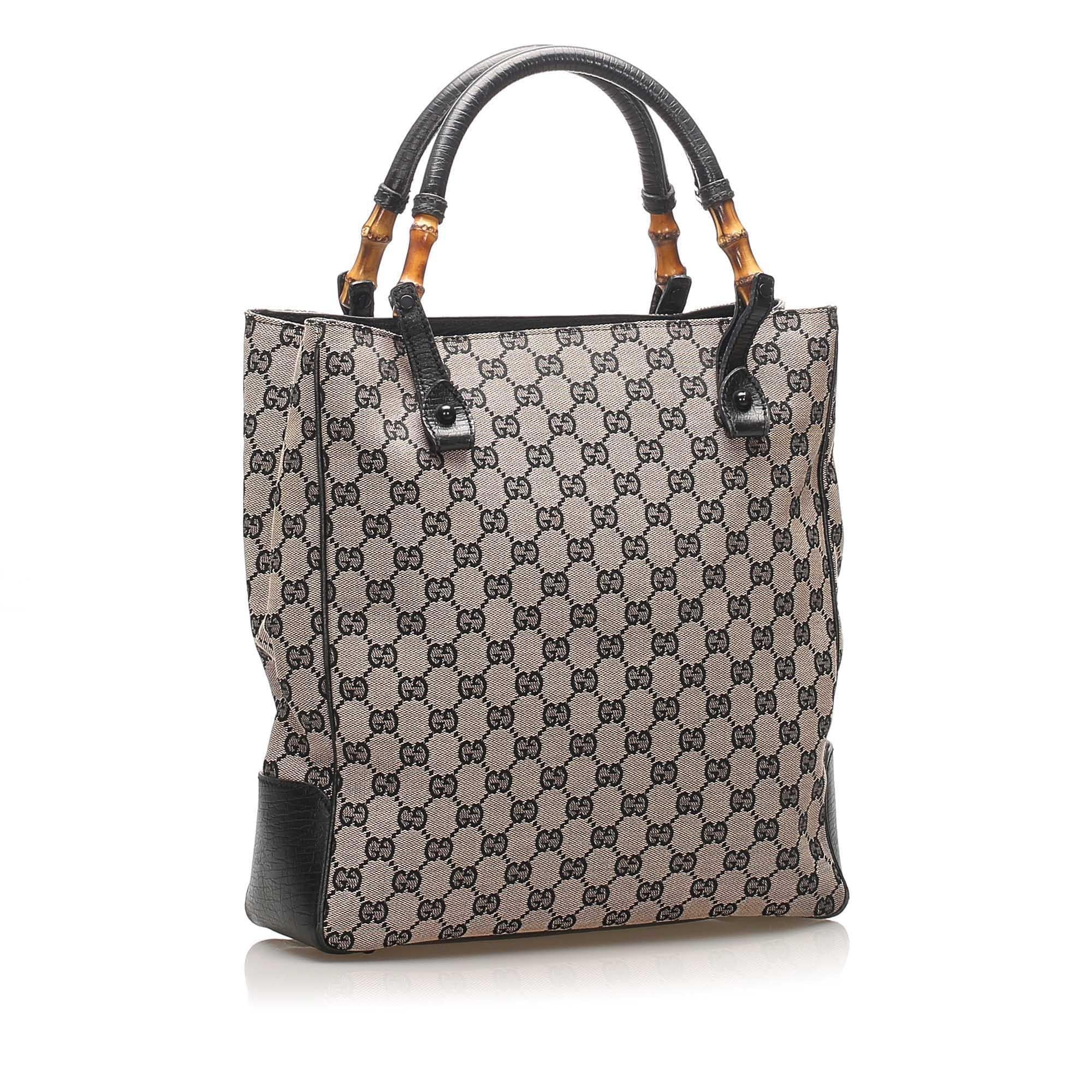 Gucci GG Canvas Bamboo Tote Bag