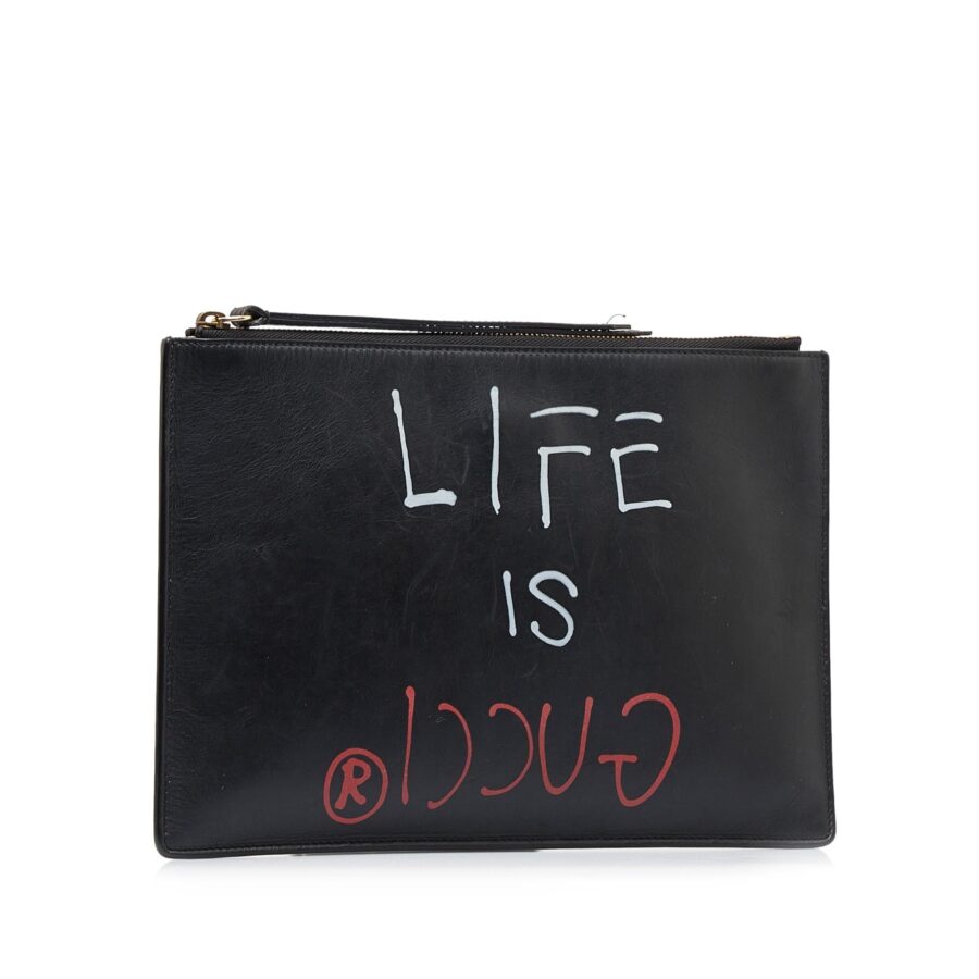 Gucci Gucci Ghost Life is Gucci Leather Clutch Bag | Studio Nafay