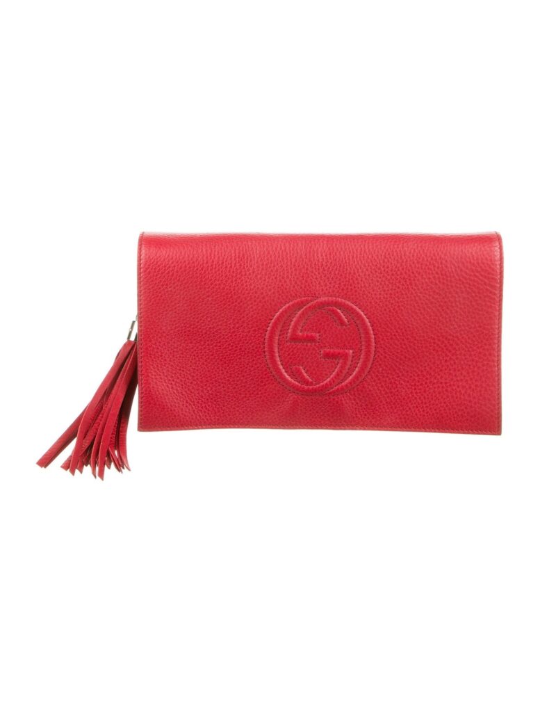 Gucci Soho Leather Envelope Clutch With Tassel | Studio Nafay