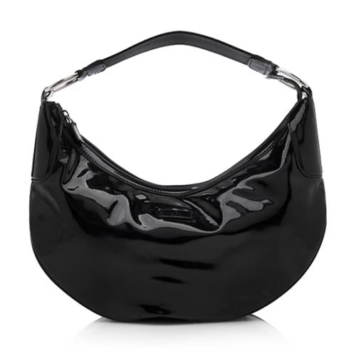 GUCCI PATENT LEATHER HALF MOON BAG | Studio Nafay