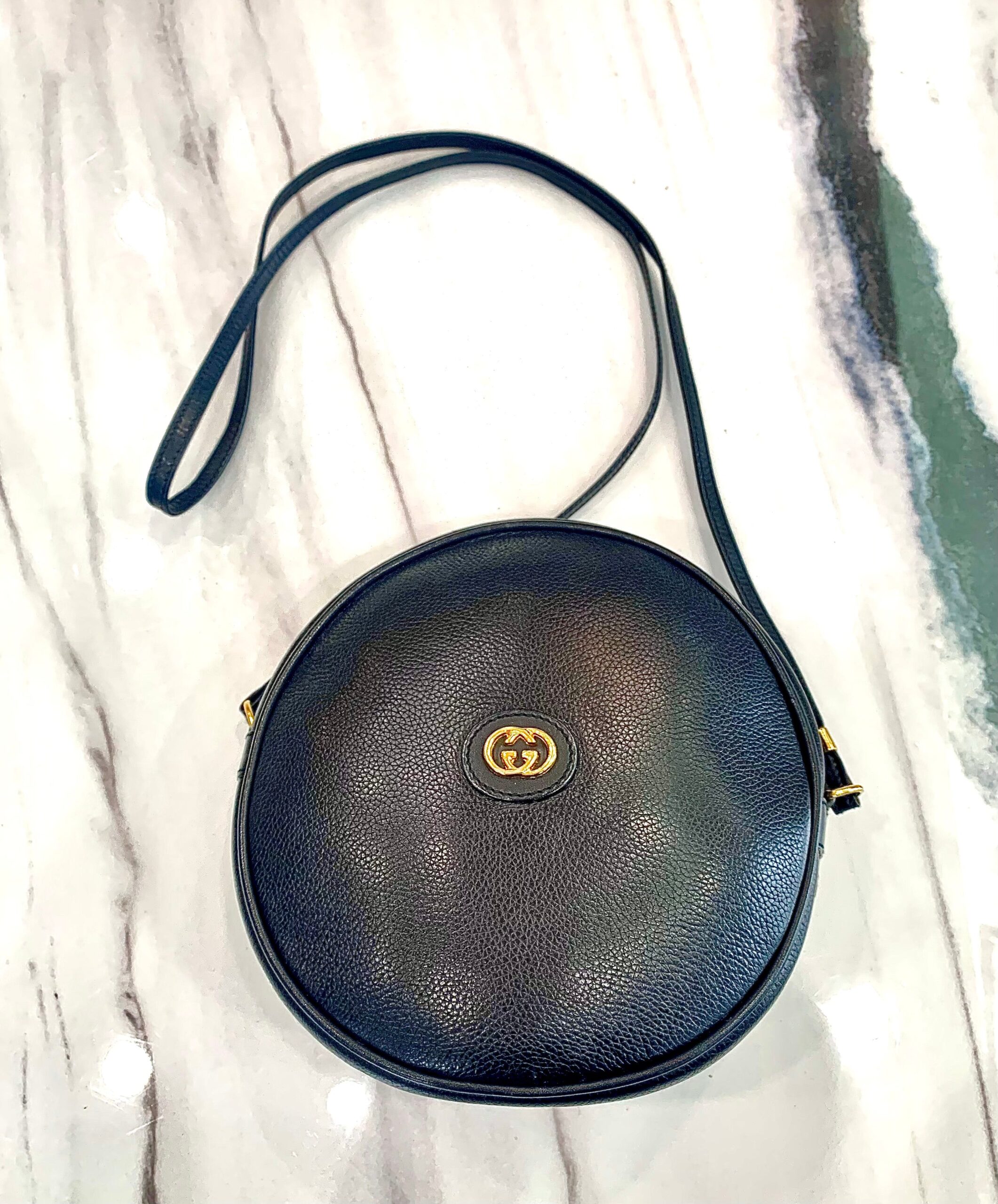 GUCCI ROUND CANTEEN-STYLE LEATHER BAG