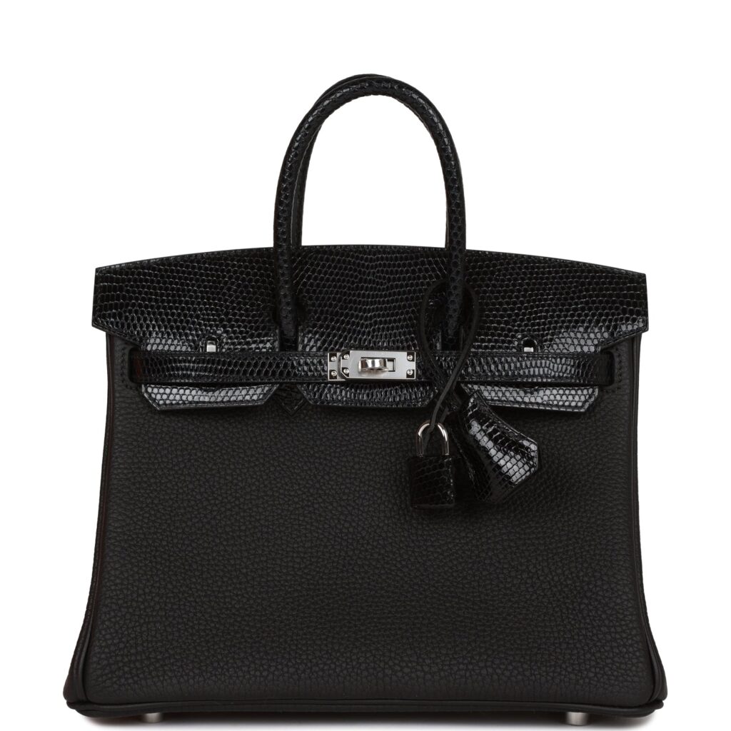 Hermes Birkin 25 Black Lizard and Togo Touch Palladium Hardware - Product Image 2