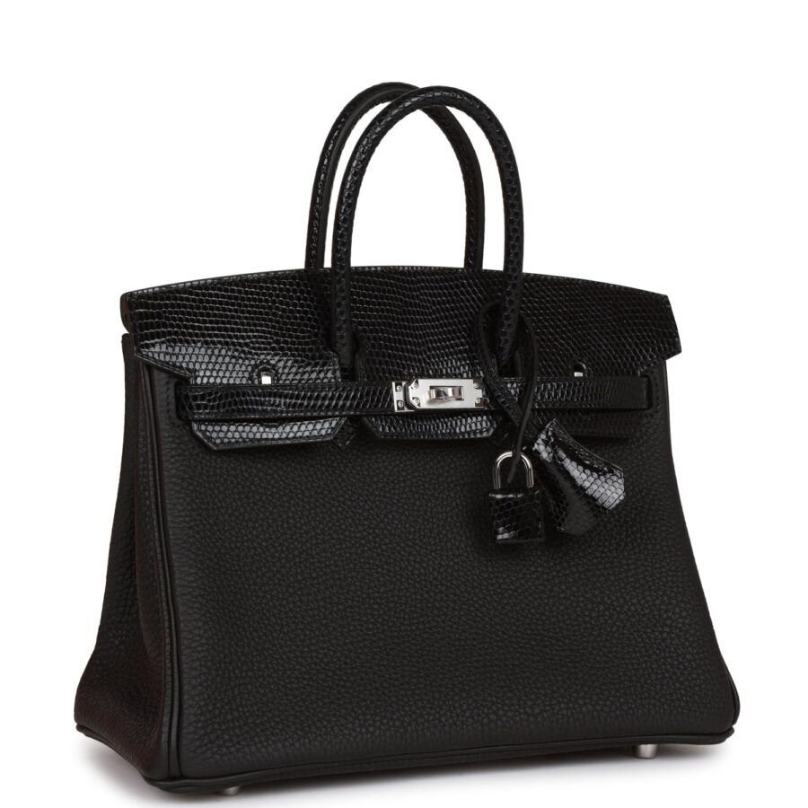 Hermes Birkin 25 Black Lizard and Togo Touch Palladium Hardware | Studio Nafay