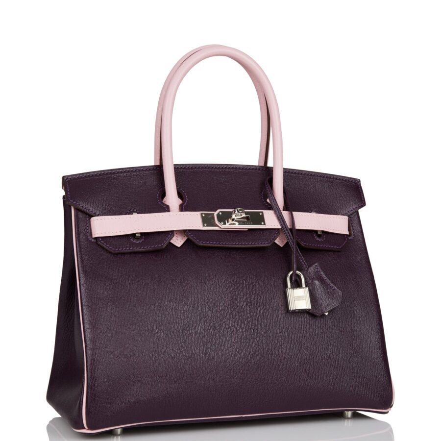 Hermes Special Order (HSS) Birkin 30 Raisin and Rose Sakura Chevre Palladium Hardware | Studio Nafay
