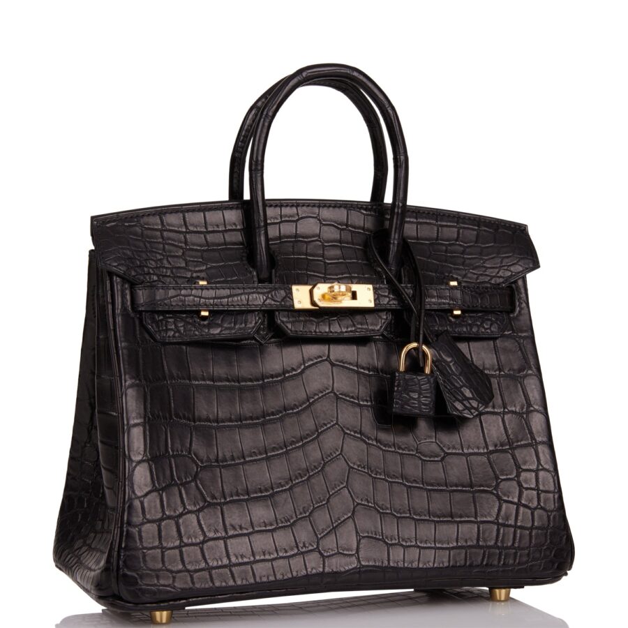 Hermes Birkin 25 Black Matte Niloticus Crocodile Gold Hardware | Studio Nafay