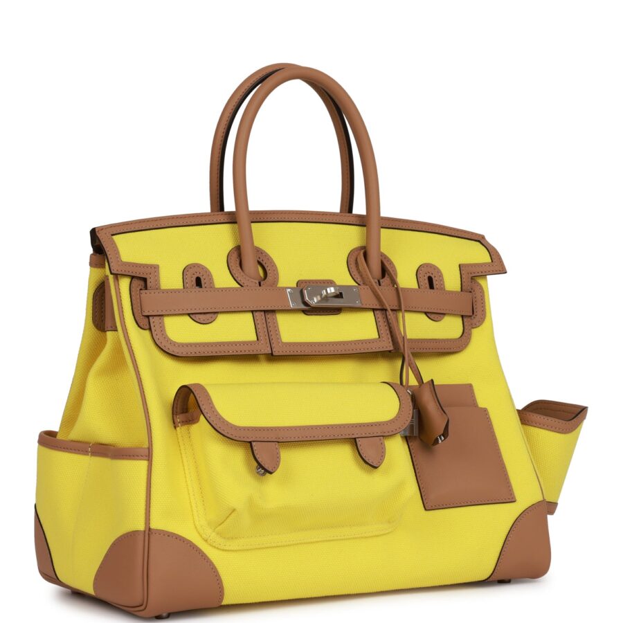 Hermes Birkin Cargo 35 Jaune Citron Toile and Chai Swift Palladium Hardware | Studio Nafay