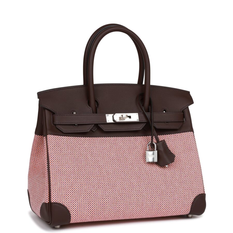 Hermes Quadrille Birkin 30 Rouge Sellier Toile and Swift Palladium Hardware | Studio Nafay