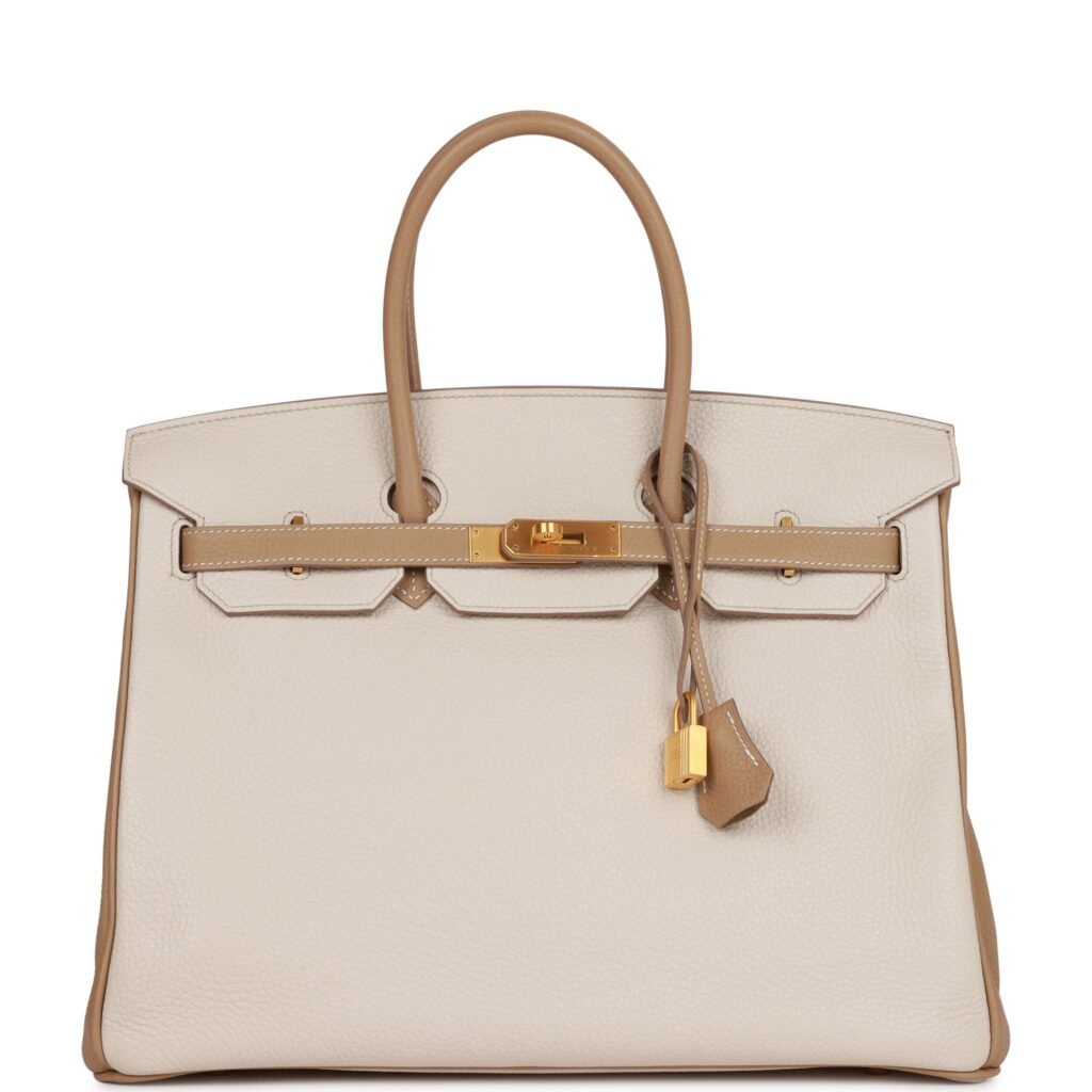 Hermes Special Order (HSS) Birkin 35 Craie and Trench Clemence Brushed Gold Hardware - Product Image 2
