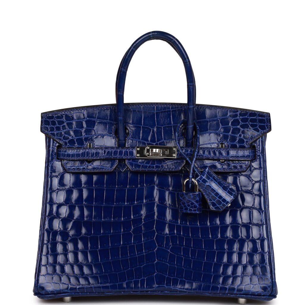 Hermes Birkin 25 Bleu Electric Shiny Niloticus Crocodile Palladium Hardware - Product Image 2