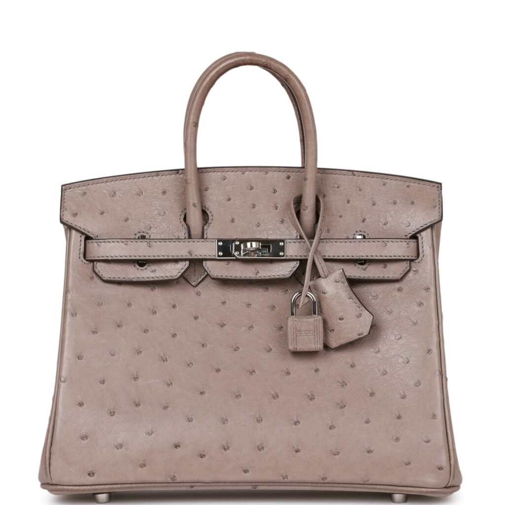 Hermes Birkin 25 Gris Tourterelle Ostrich Palladium Hardware - Product Image 2