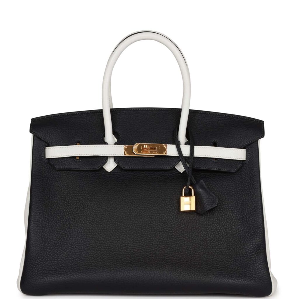 Hermes Special Order (HSS) Birkin 35 Black and White Clemence Gold Hardware - Product Image 2