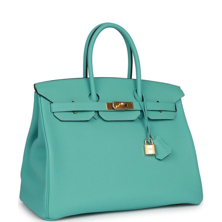 Hermes Birkin 35 Bleu Atoll Togo Gold Hardware | Studio Nafay