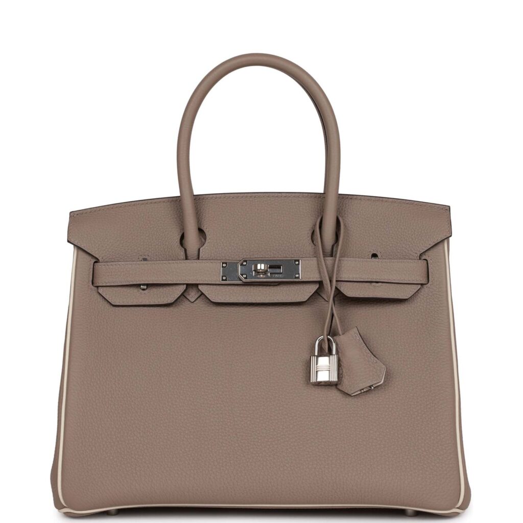 Hermes Special Order (HSS) Birkin 30 Gris Tourterelle and Craie Togo Palladium Hardware - Product Image 2