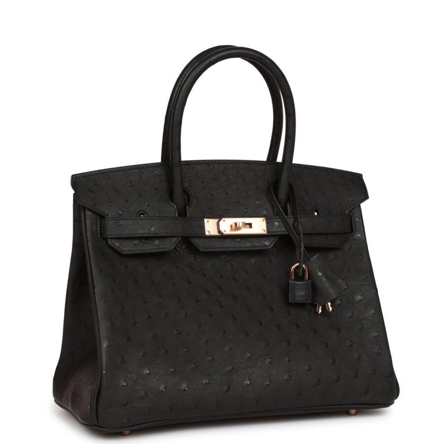 Hermes Birkin 30 Black Ostrich Rose Gold Hardware | Studio Nafay