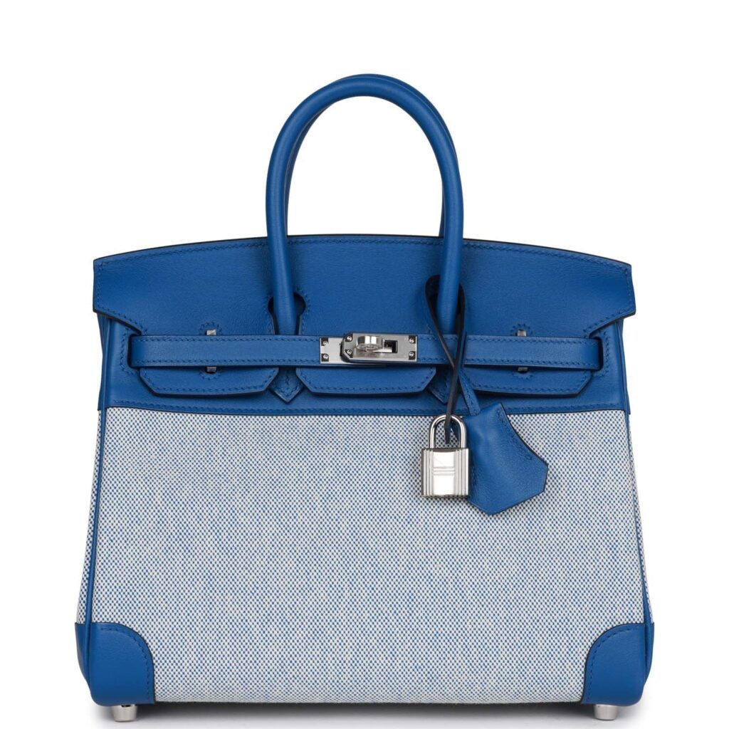 Hermes Birkin 25 Bleu Bill Toile H and Bleu France Swift Swift Palladium Hardware - Product Image 2