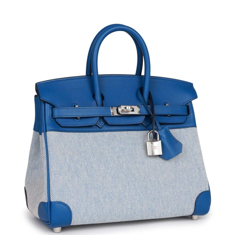 Hermes Birkin 25 Bleu Bill Toile H and Bleu France Swift Swift Palladium Hardware | Studio Nafay