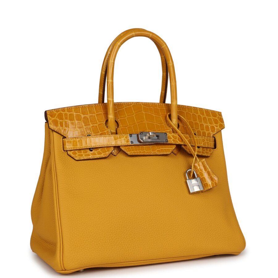 Hermes Birkin 30 Jaune Ambre Shiny Niloticus Crocodile and Togo Touch Palladium Hardware | Studio Nafay