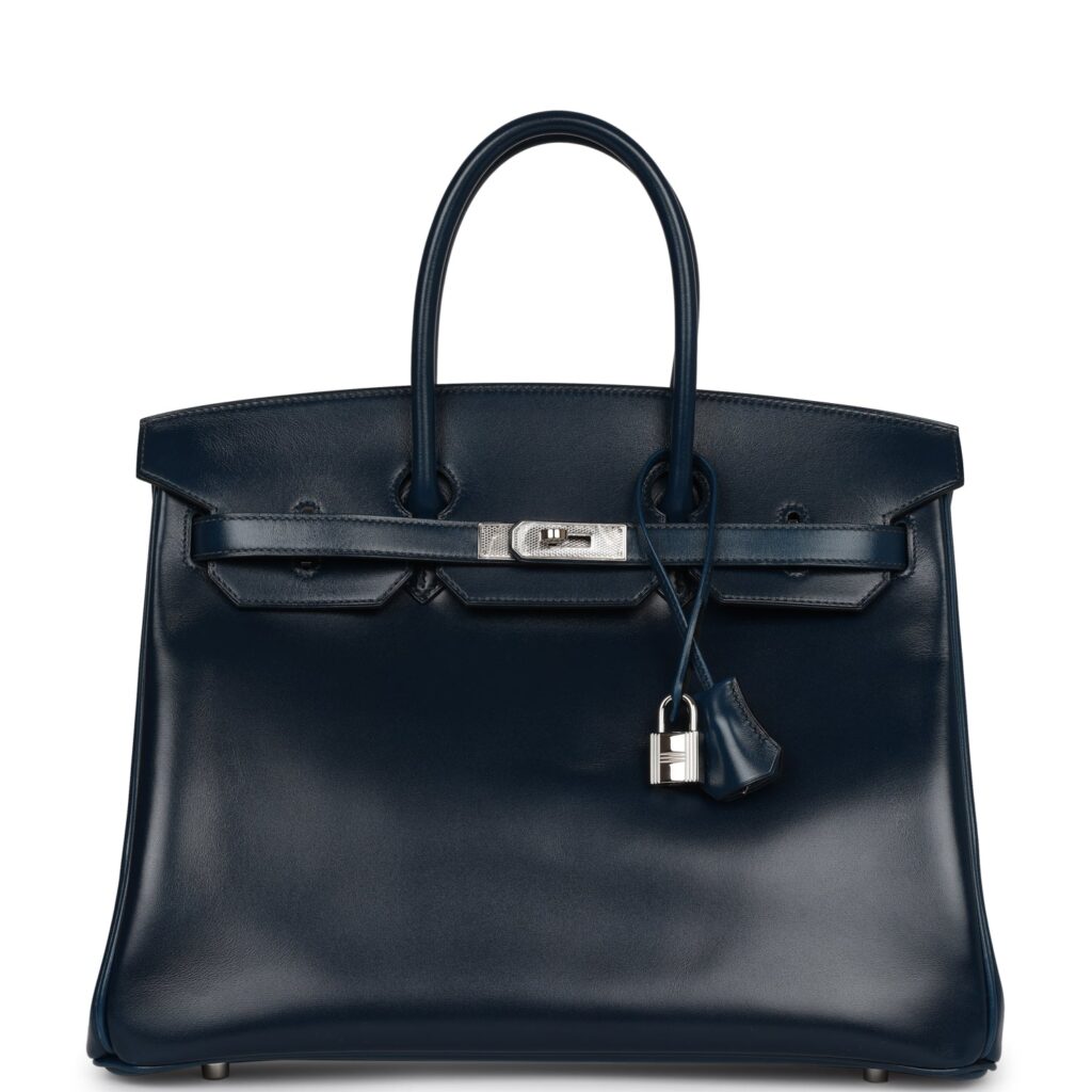 Hermes Birkin 35 Bleu De Prusse Box Calf Guilloché Palladium Hardware - Product Image 2