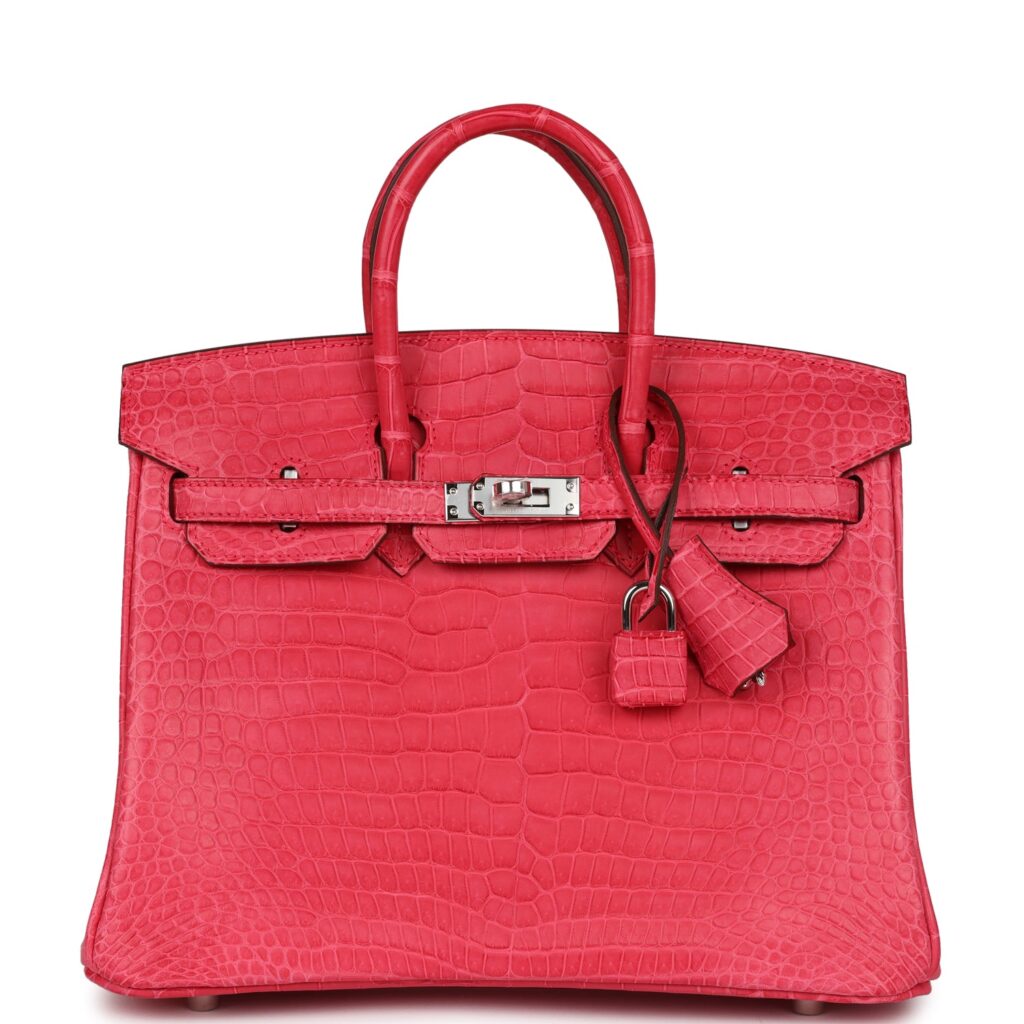 Hermes Birkin 25 Rose Extreme Matte Porosus Crocodile Palladium Hardware - Product Image 2