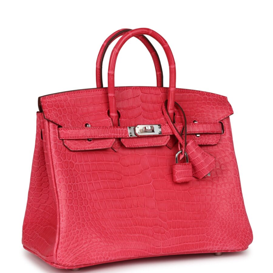 Hermes Birkin 25 Rose Extreme Matte Porosus Crocodile Palladium Hardware | Studio Nafay