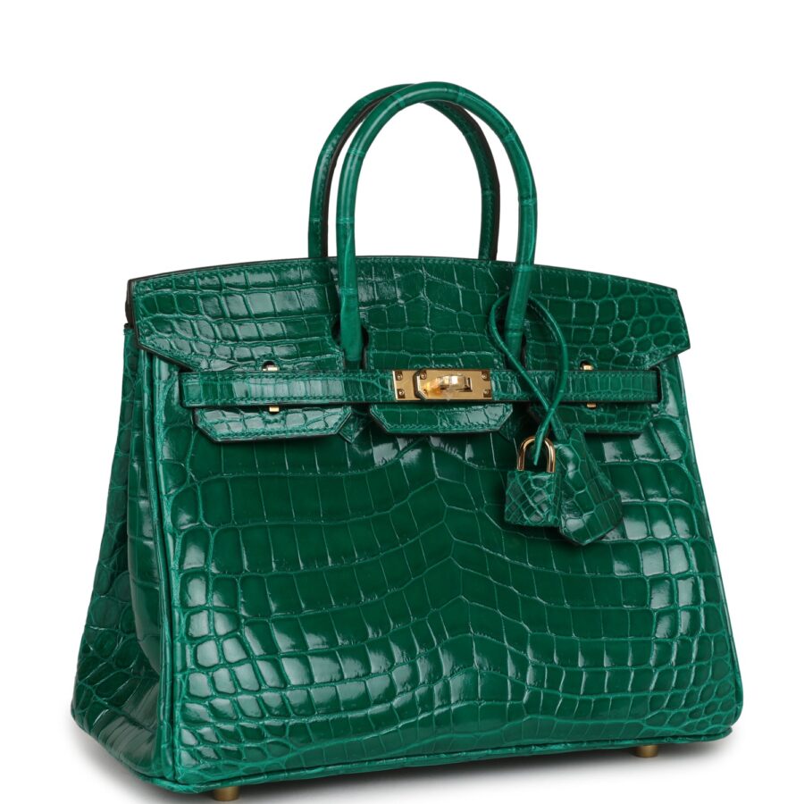 Hermes Birkin 25 Emerald Shiny Niloticus Crocodile Gold Hardware | Studio Nafay