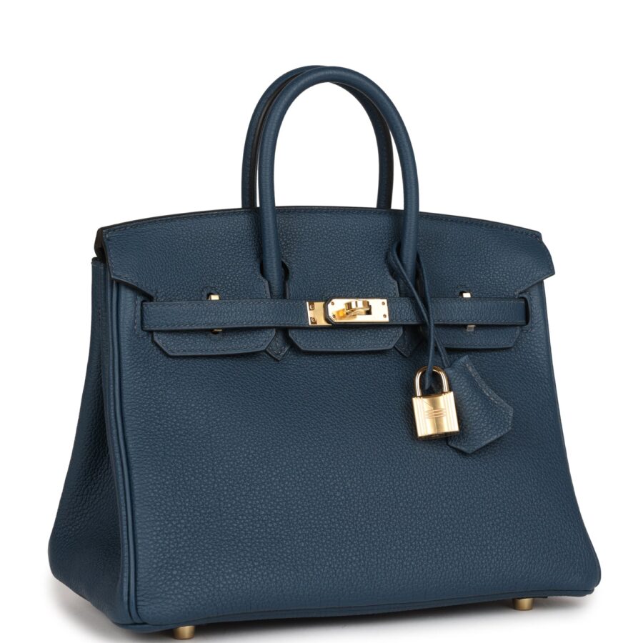 Hermes Birkin 25 Bleu De Prusse Togo Gold Hardware | Studio Nafay