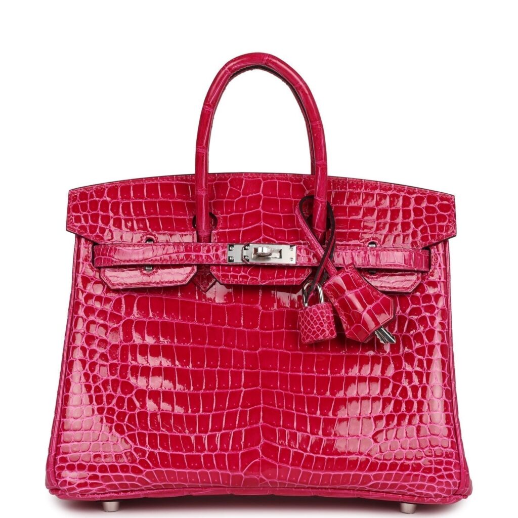 Hermes Birkin 25 Rose Mexico Shiny Porosus Crocodile Palladium Hardware - Product Image 2