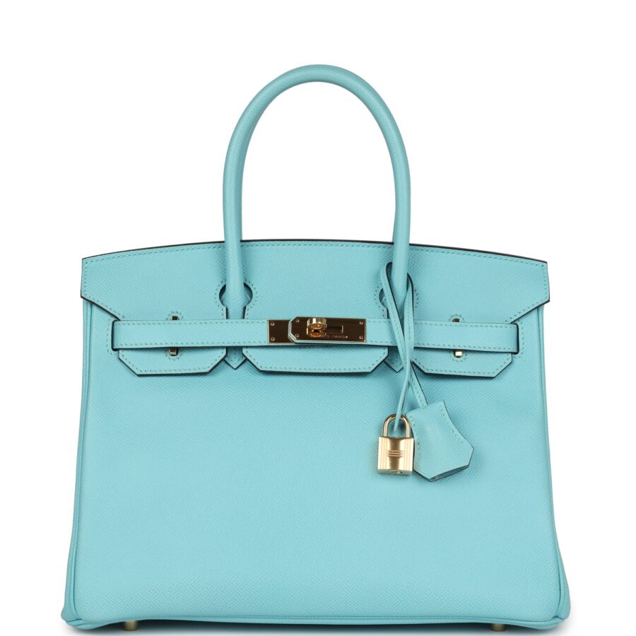 Hermes Birkin 30 Bleu Atoll Epsom Gold Hardware | Studio Nafay