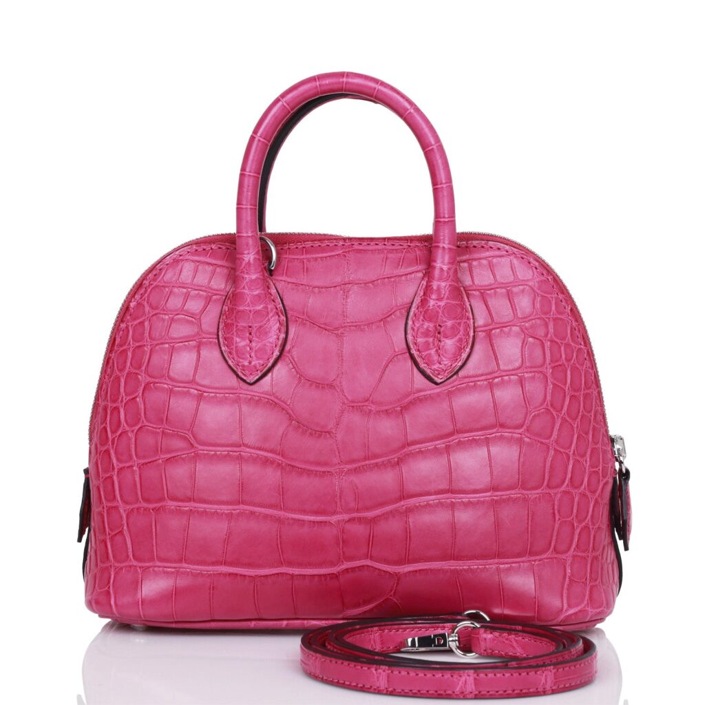 Hermes Bolide Mini Rose Scheherazade Matte Alligator Palladium Hardware - Product Image 2