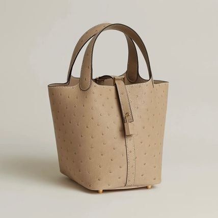 HERMÈS PITCOTIN LOCK 18 GRIS OSTRICH BAG | Studio Nafay