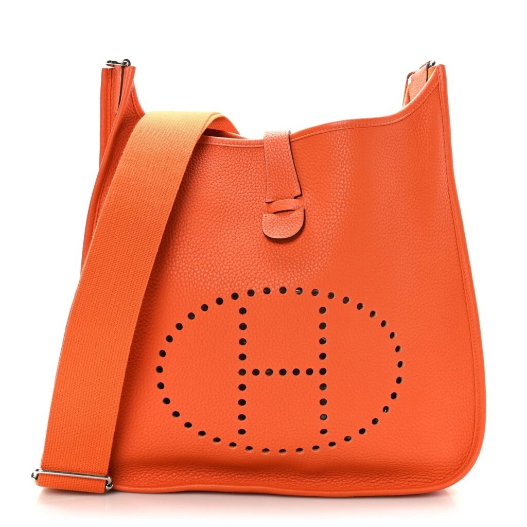 HERMÈS Orange Clemence Leather Evelyne III GM Bag - Product Image 2