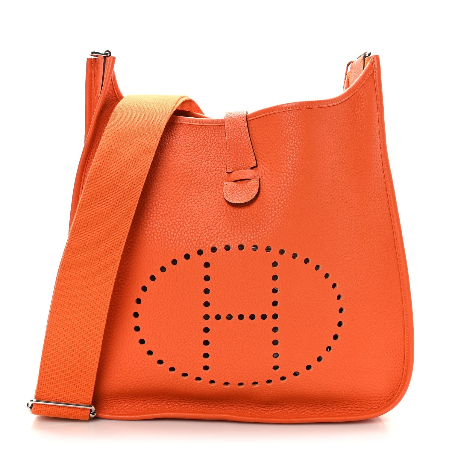HERMÈS Orange Clemence Leather Evelyne III GM Bag