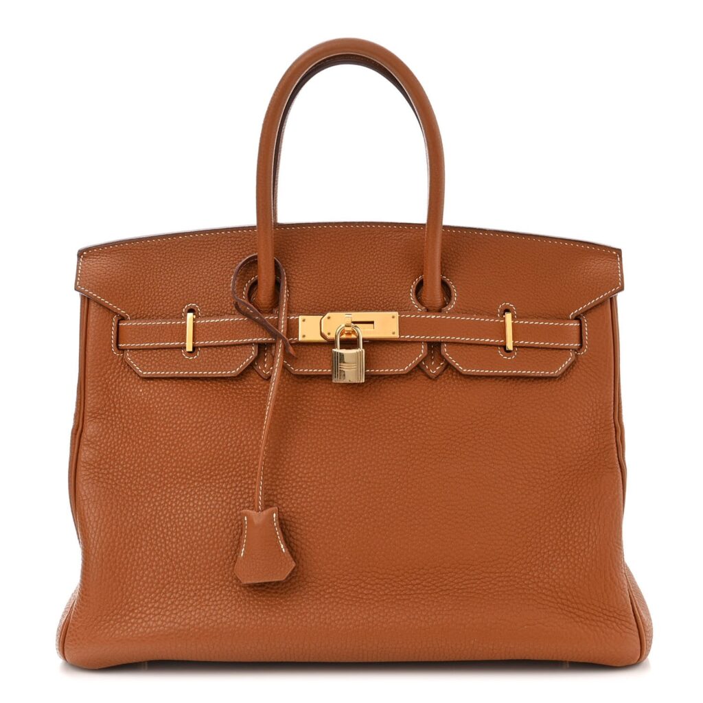 HERMÈS GOLD TAURILLON CLEMENCE LEATHER GOLD BIRKIN 35 HANDBAG - Product Image 2