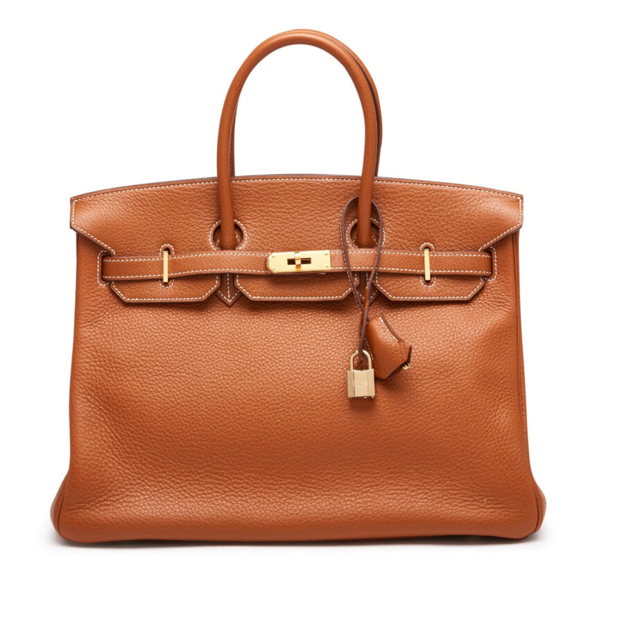 HERMÈS GOLD TAURILLON CLEMENCE LEATHER GOLD BIRKIN 35 HANDBAG | Studio Nafay