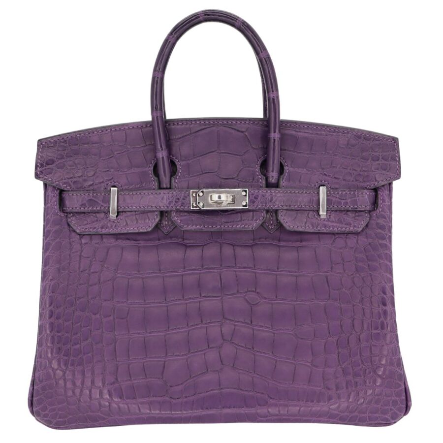 Hermes25cm Birkin Amethyst Matte Alligator Palladium Hardware | Studio Nafay
