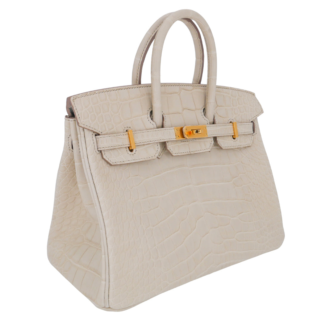 Hermes25cm Birkin Beton Matte Alligator Gold Hardware