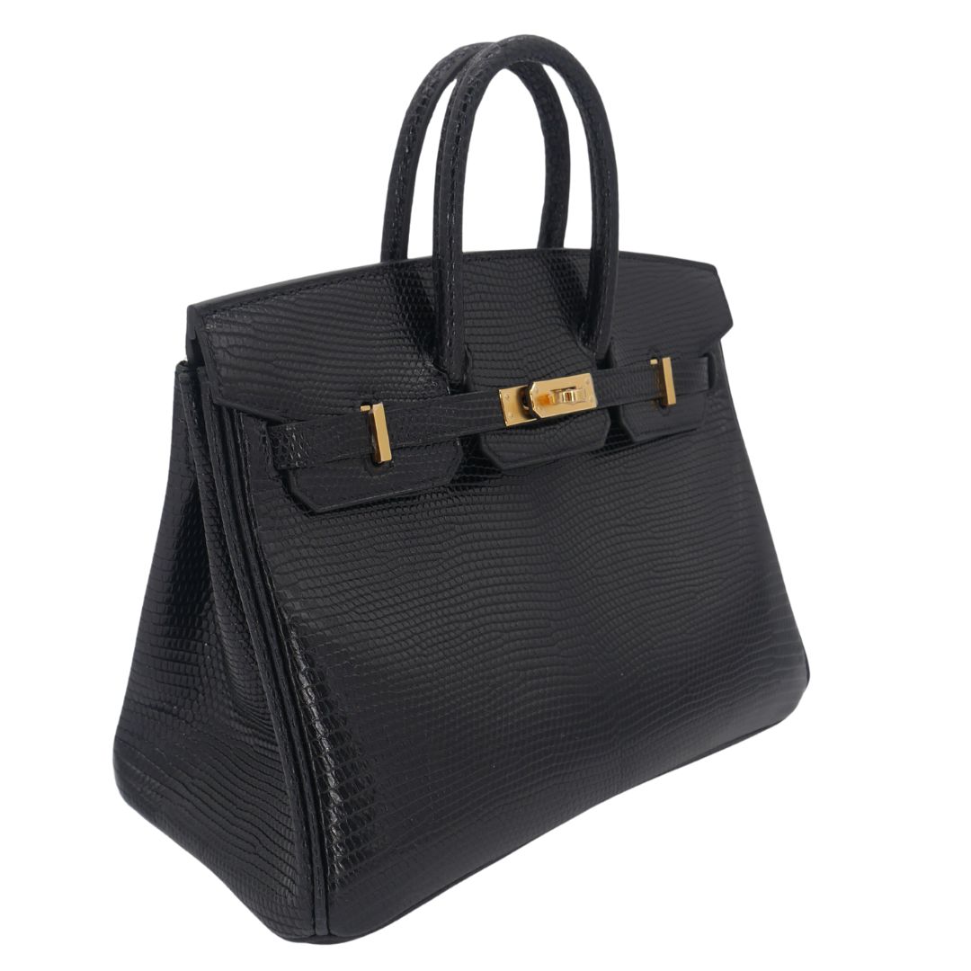Hermes25cm Birkin Black Lizard Gold Hardware