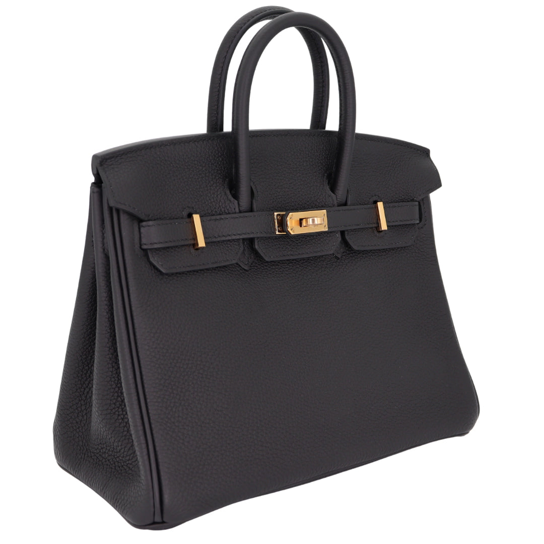 Hermes25cm Birkin Black Togo Leather Rose Gold Hardware